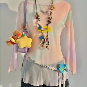 Y2k Pastel Sheer Blouse